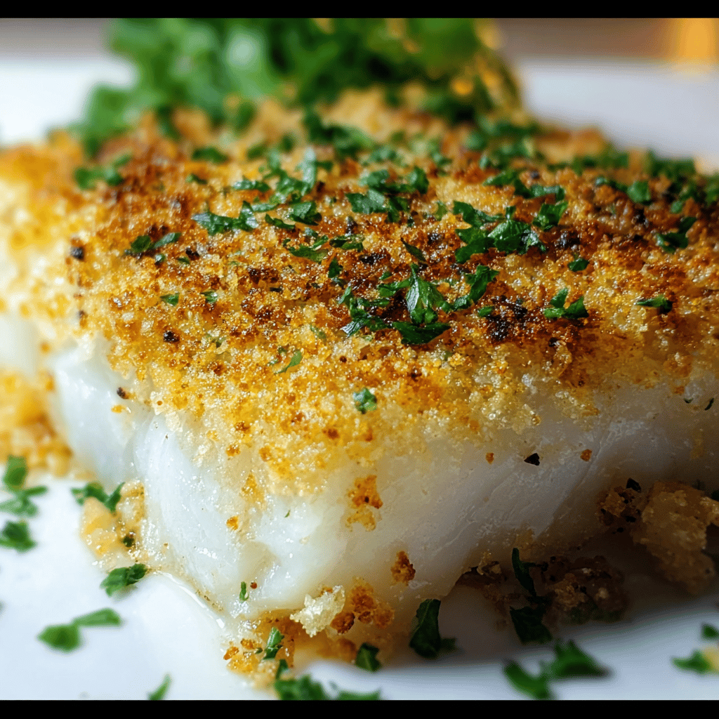 Easy Garlic Parmesan Crusted Halibut
