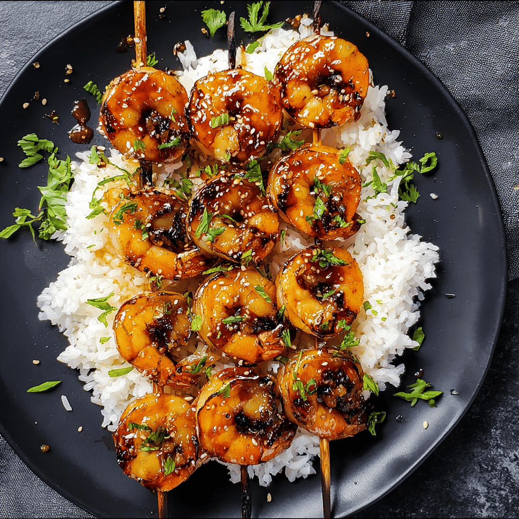 Asian Marinated Grilled Shrimp Skewers