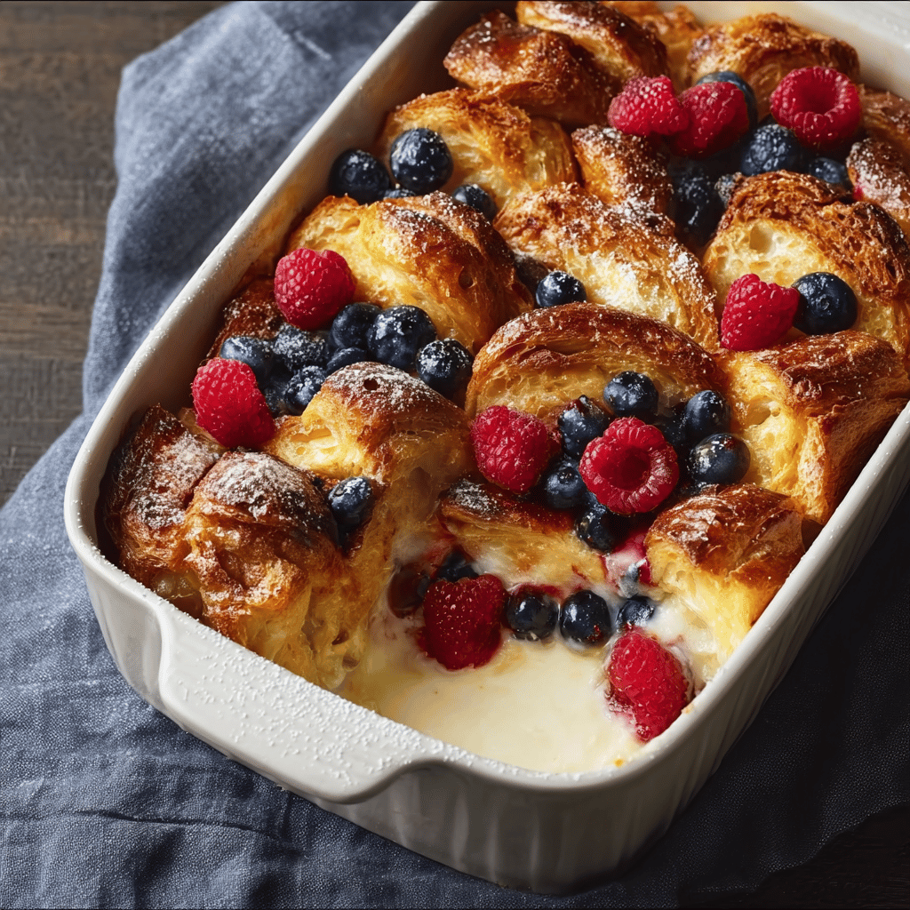 Berry Lemon Croissant Casserole