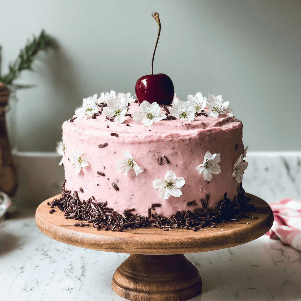 Easy Chocolate Cherry Cake Recipe (One Bowl and Four layer)