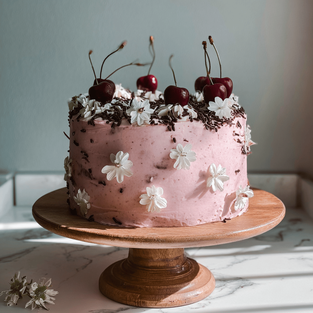 Easy Chocolate Cherry Cake Recipe (One Bowl and Four layer)