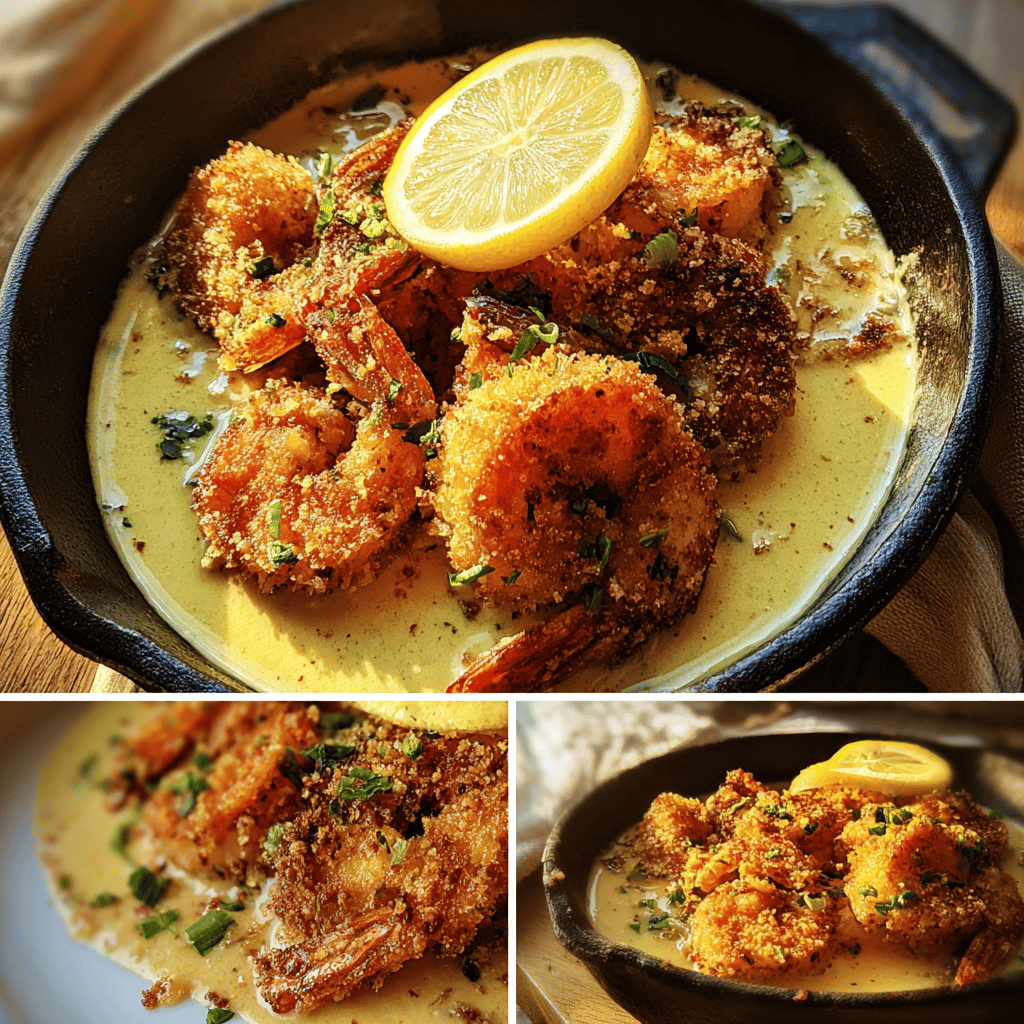 Deep South Cornmeal Fried Shrimp with Creamy Lemon Gravy Recipe