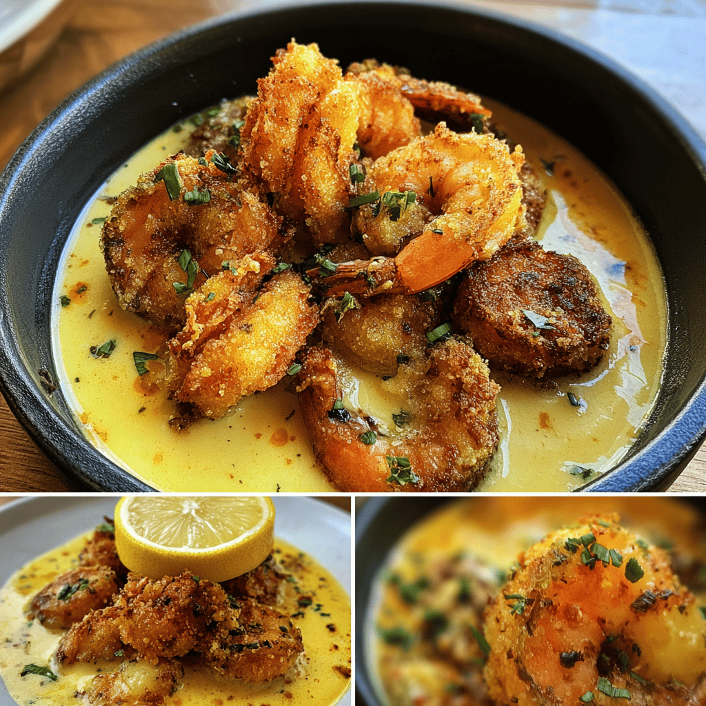 Deep South Cornmeal Fried Shrimp with Creamy Lemon Gravy Recipe