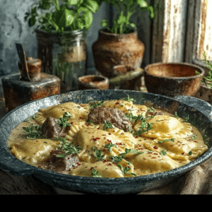 Irresistible Garlic Butter Steak and Cheese Ravioli