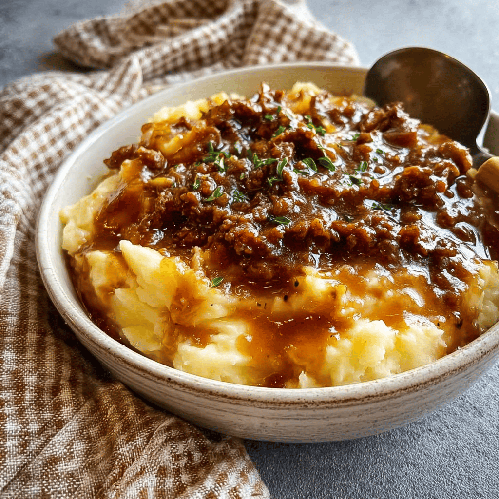 Beef and Gravy with Mashed Potatoes