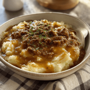 Beef and Gravy with Mashed Potatoes