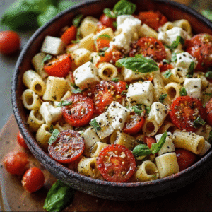Fresh Caprese Pasta Salad with Homemade Vinaigrette