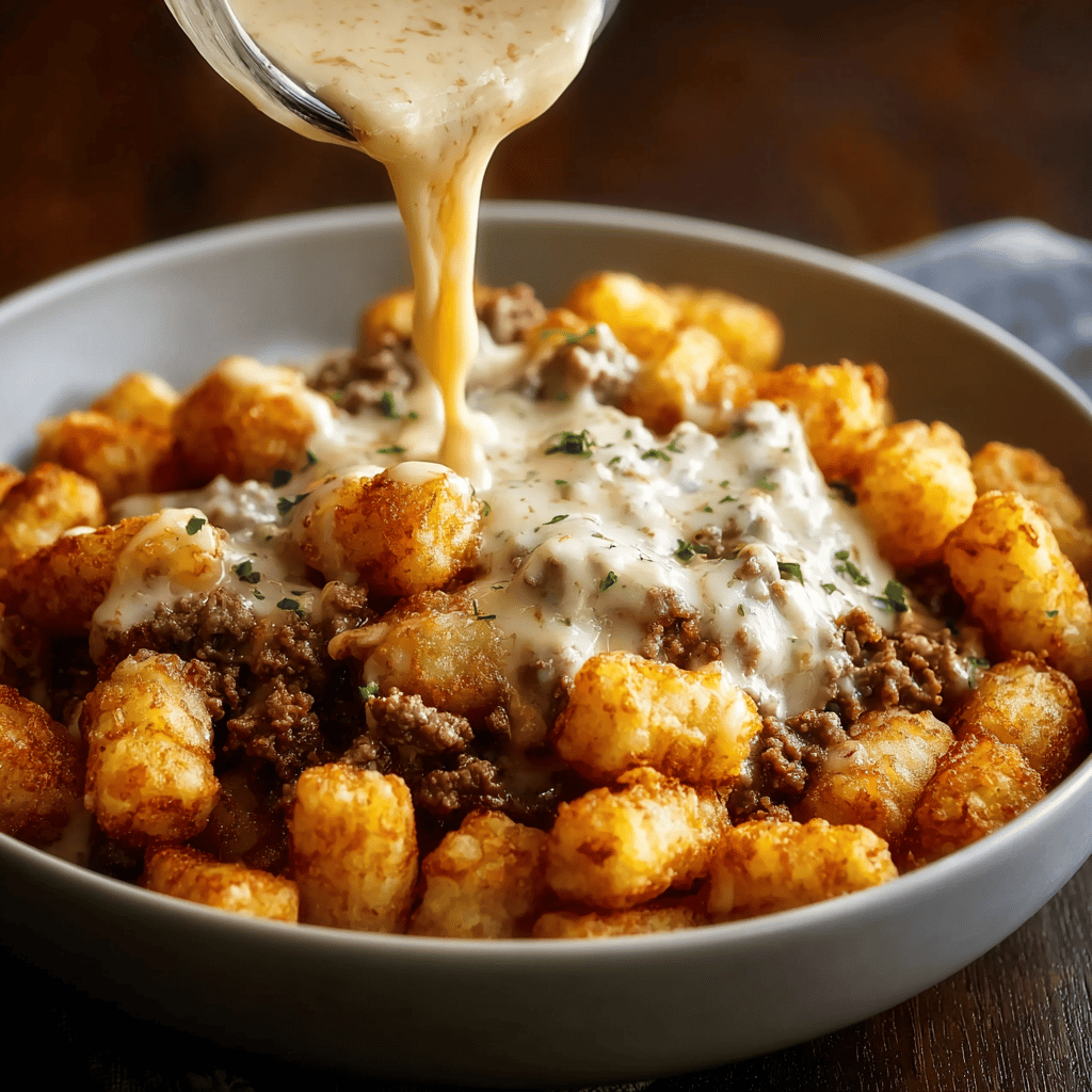 Tater Tot Breakfast Bowl With Sausage Gravy