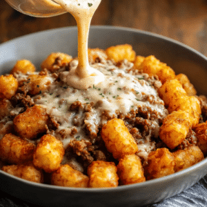 Tater Tot Breakfast Bowl With Sausage Gravy