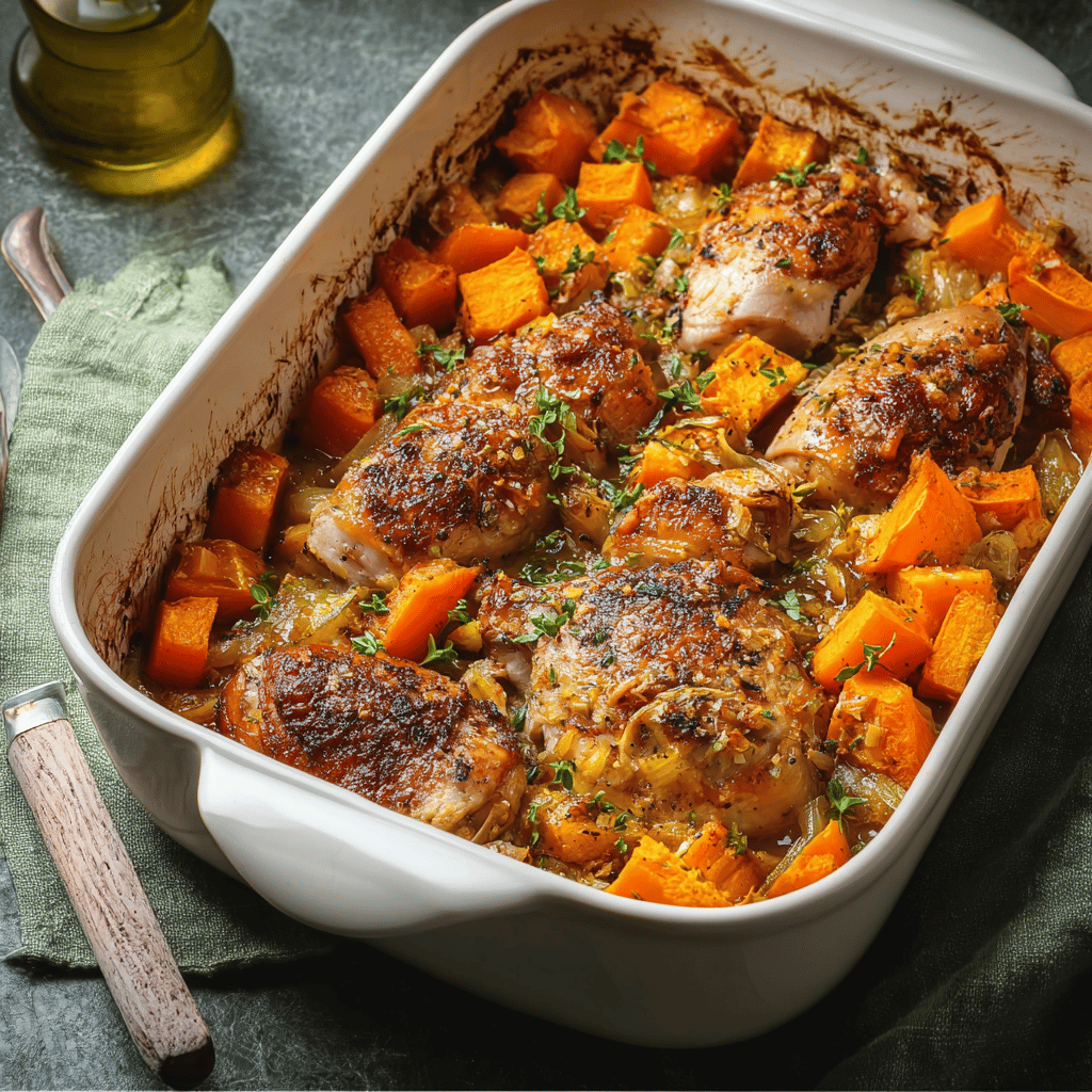 Chicken, Leek and Butternut Squash Bake