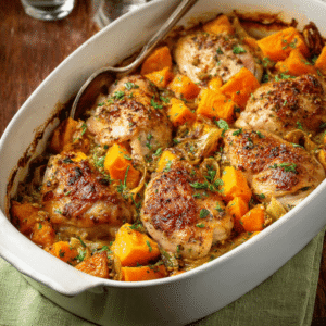 Chicken, Leek and Butternut Squash Bake
