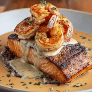 Cajun Salmon & Shrimp with Creamy Mashed Potatoes