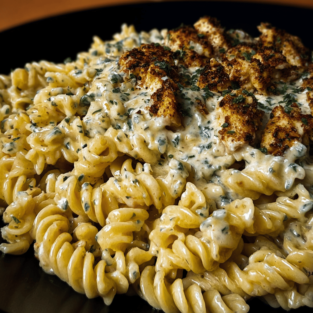Creamy Parmesan Rotini with Cajun Garlic Butter Chicken
