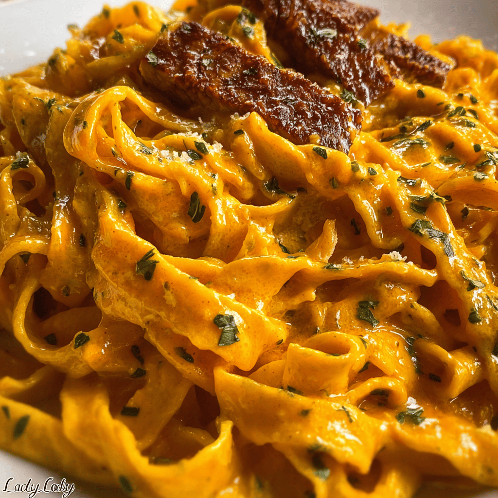 Velveeta Steak Fettuccine with Garlic Butter Cream Sauce