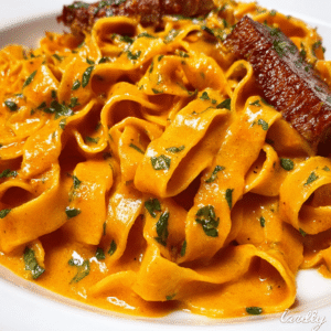 Velveeta Steak Fettuccine with Garlic Butter Cream Sauce