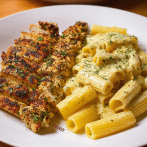 Creamy Garlic Parmesan Chicken with Cheesy Penne Pasta