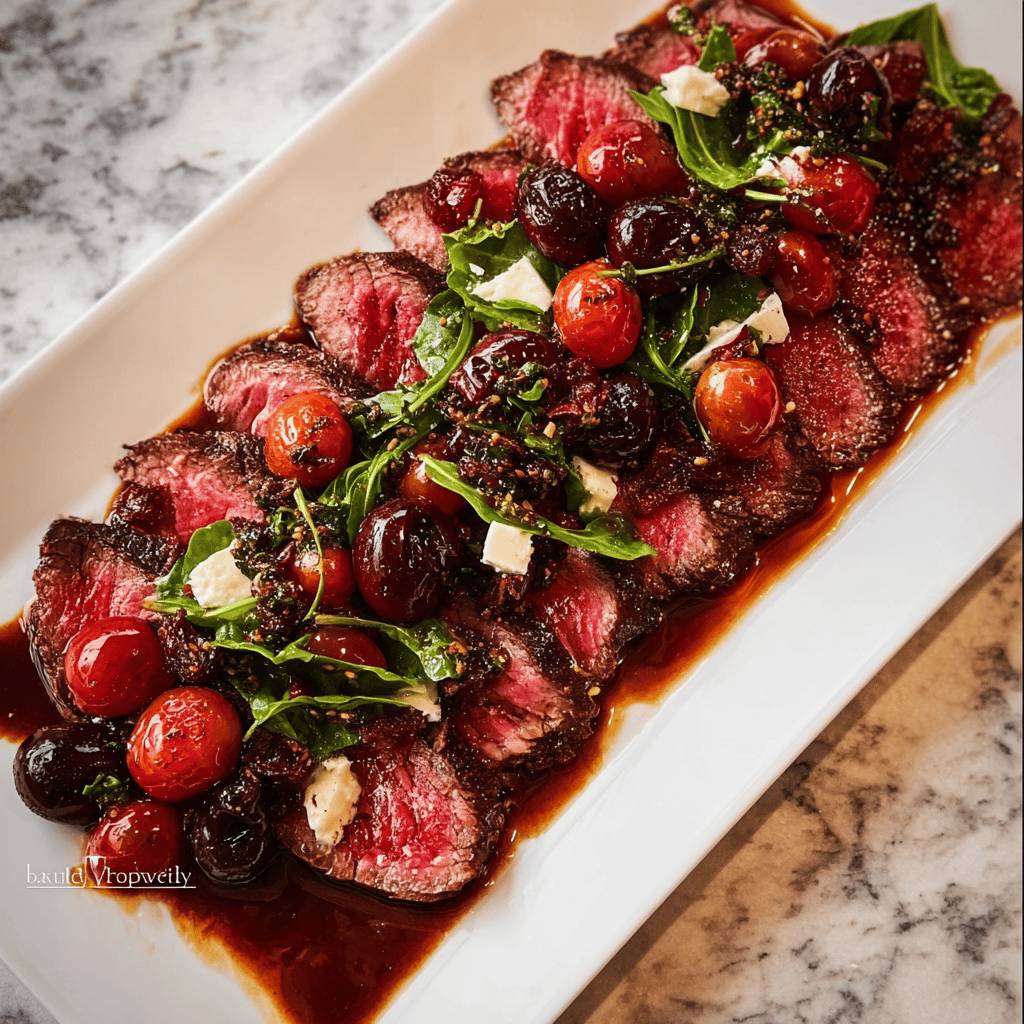 Grilled Balsamic Steak Caprese with Mozzarella, Tomatoes, and Basil