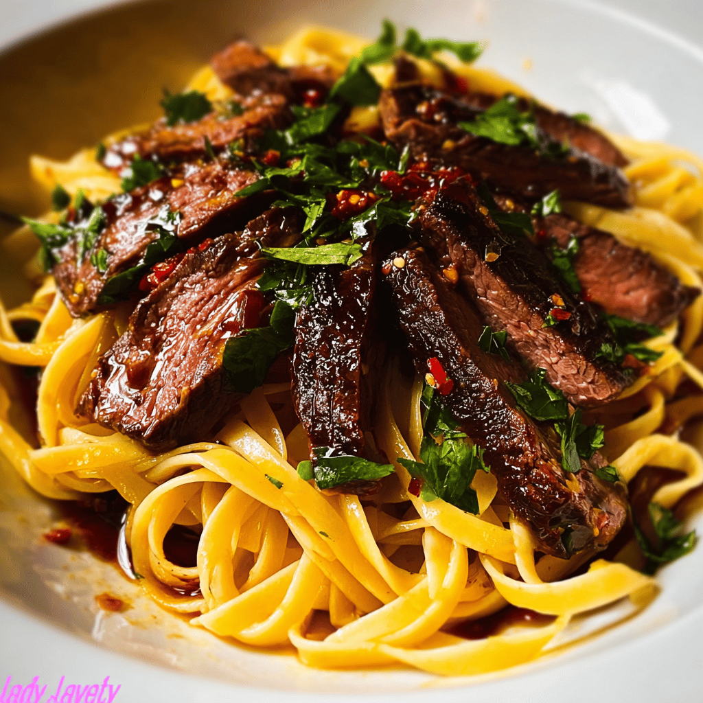 Garlic Steak Pasta Recipe