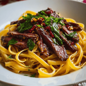 Garlic Steak Pasta Recipe