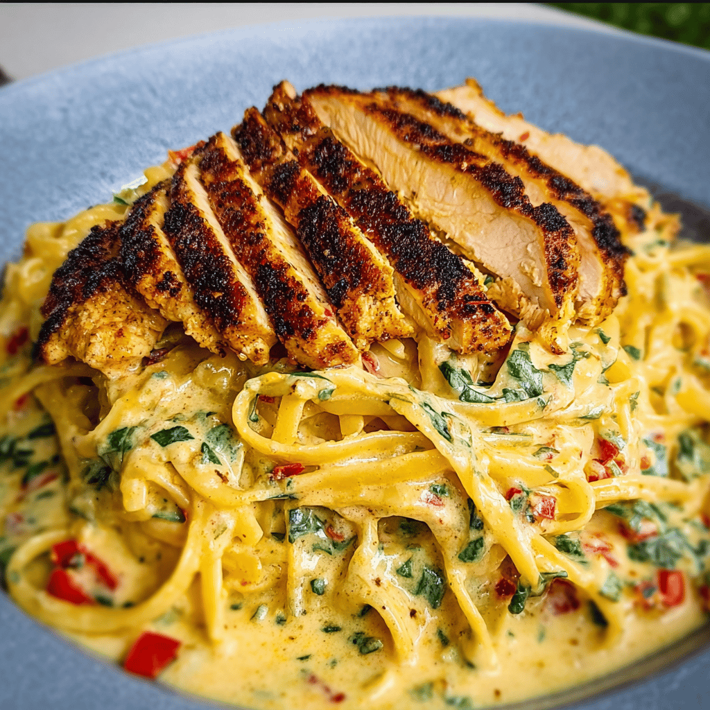 Creamy Cajun Chicken Fettuccine with Garlic Mozzarella Cheese Sauce