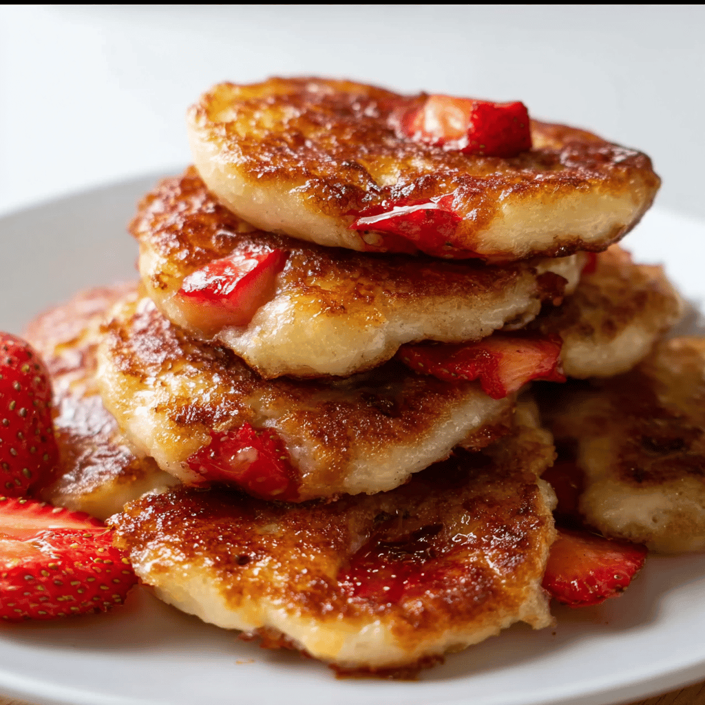 Strawberry Vanilla Cottage Cheese Pancake Bites