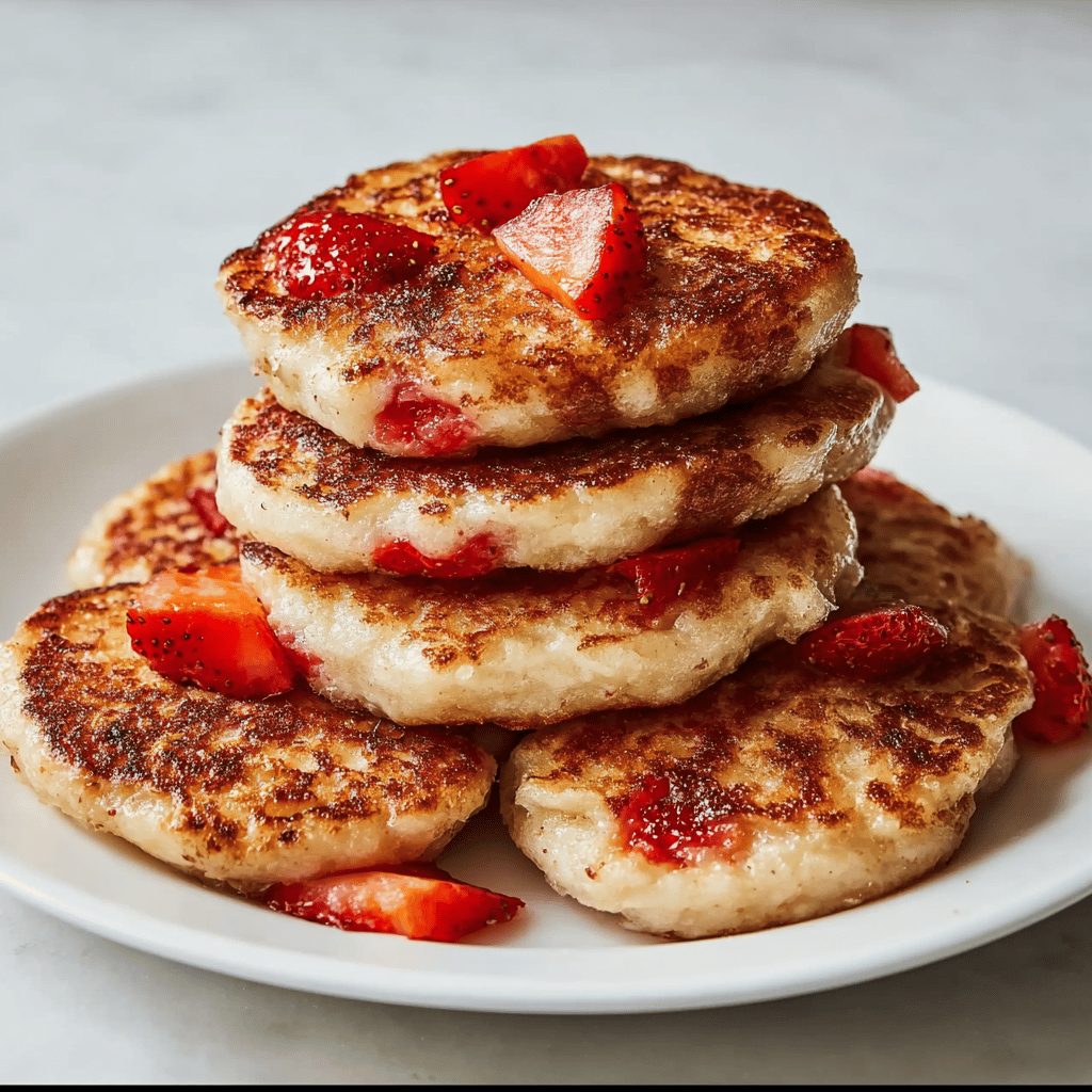 Strawberry Vanilla Cottage Cheese Pancake Bites