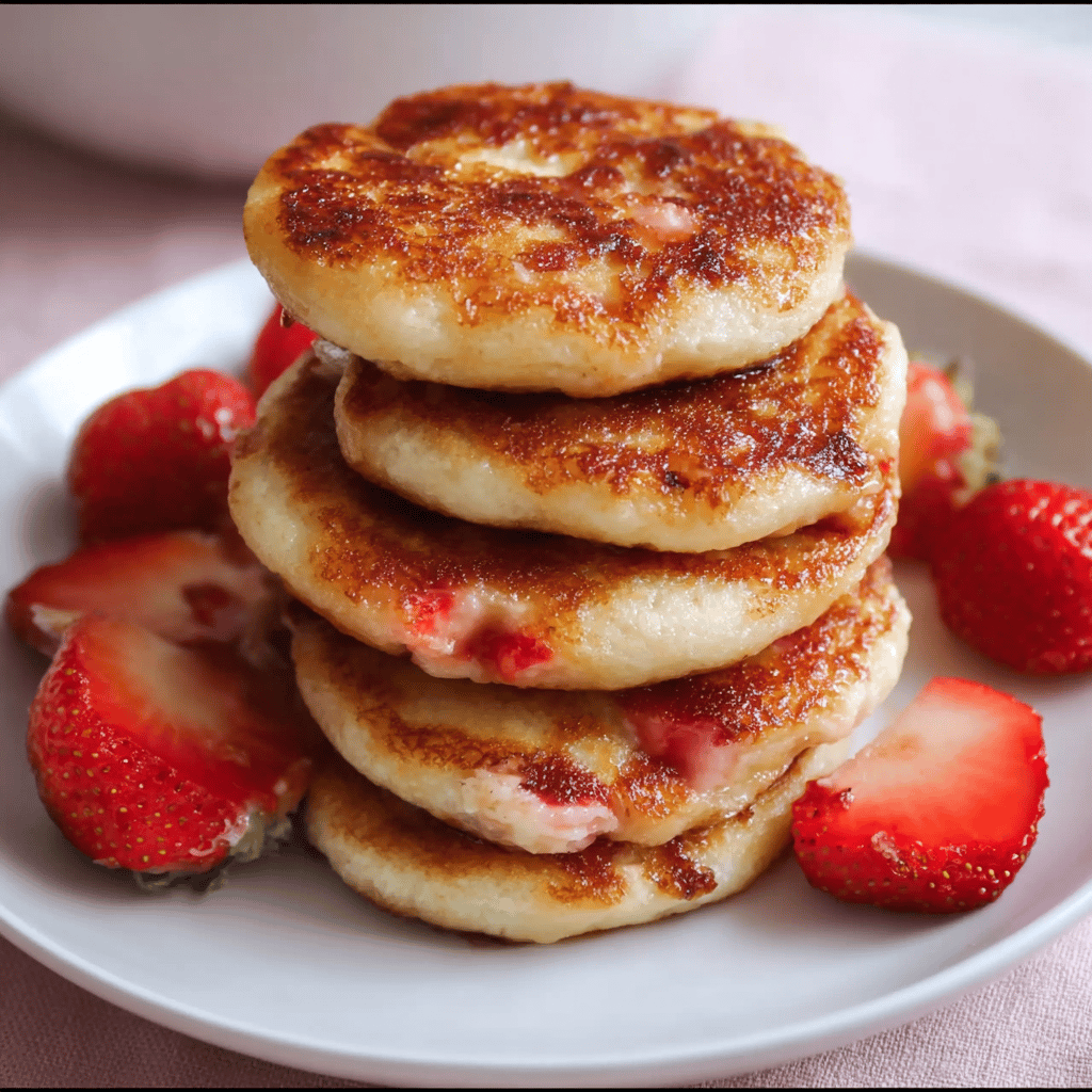 Strawberry Vanilla Cottage Cheese Pancake Bites