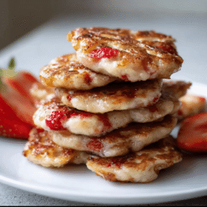 Strawberry Vanilla Cottage Cheese Pancake Bites