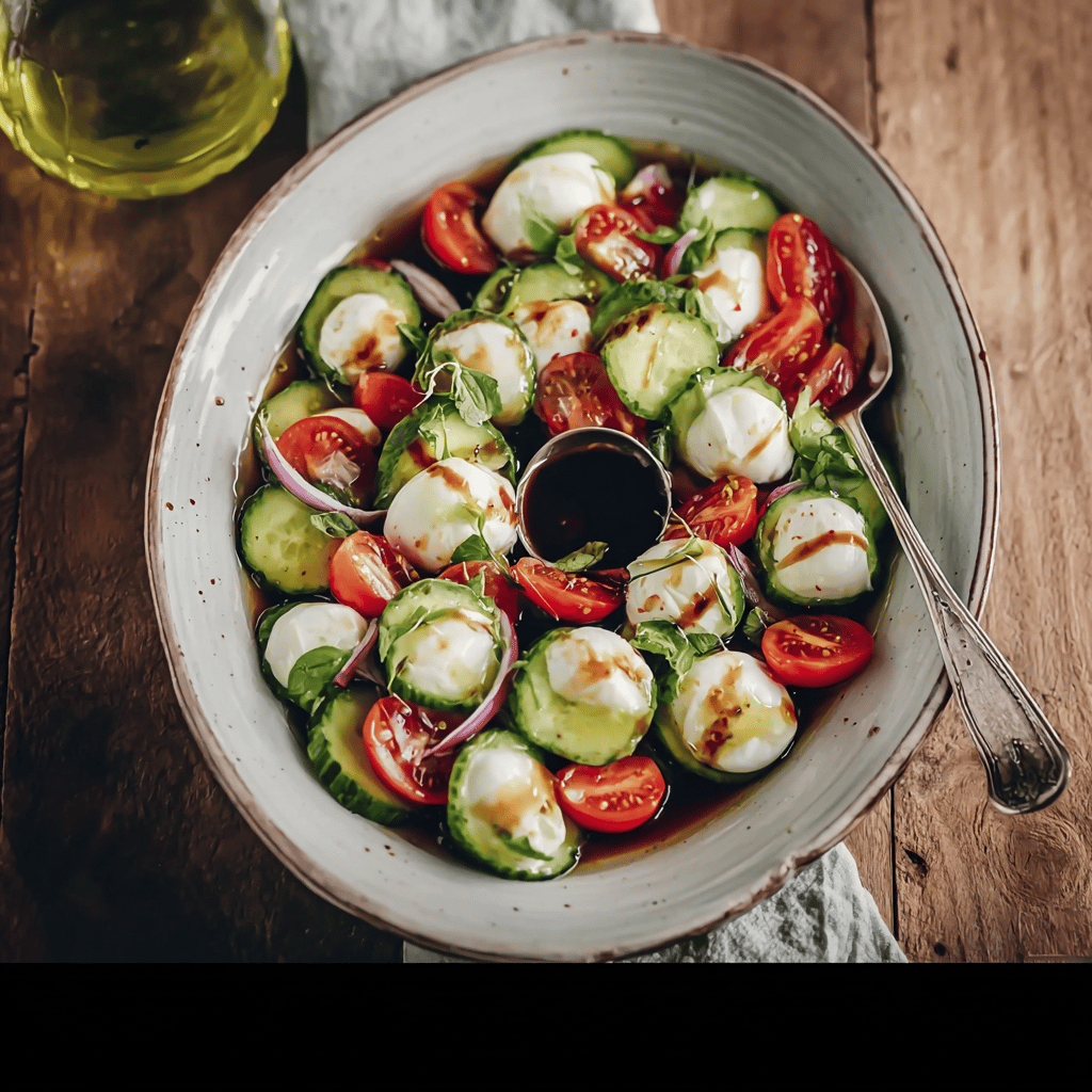 Fresh Cucumber Caprese Salad