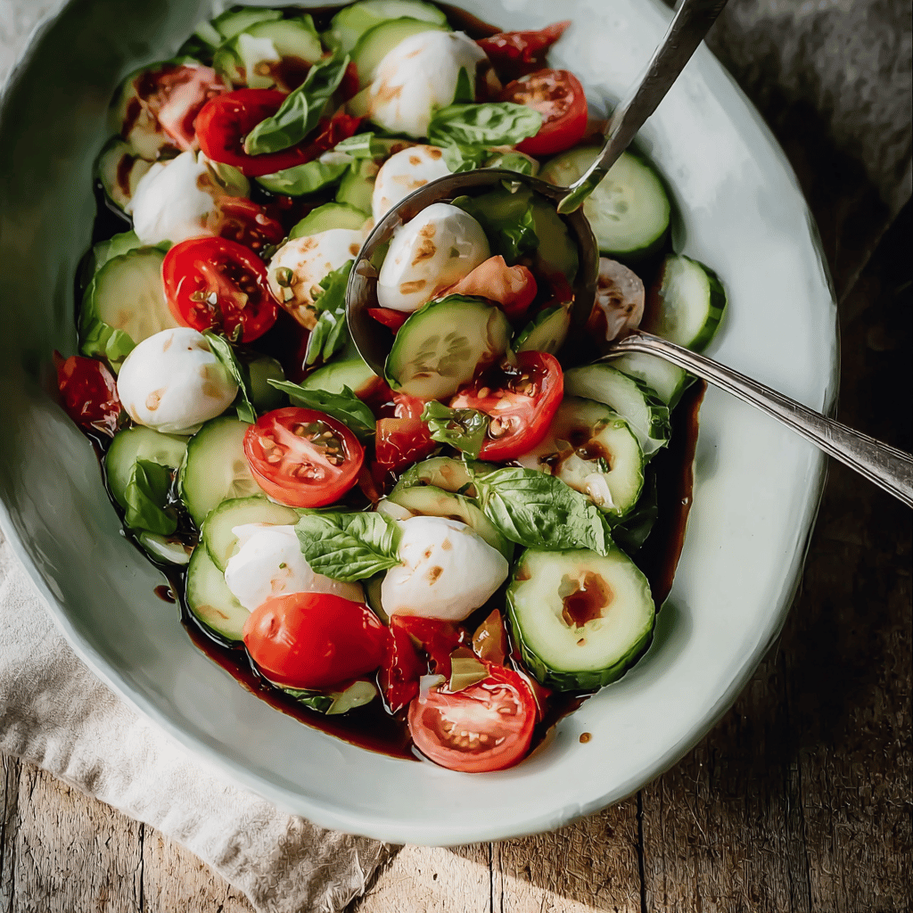 Fresh Cucumber Caprese Salad