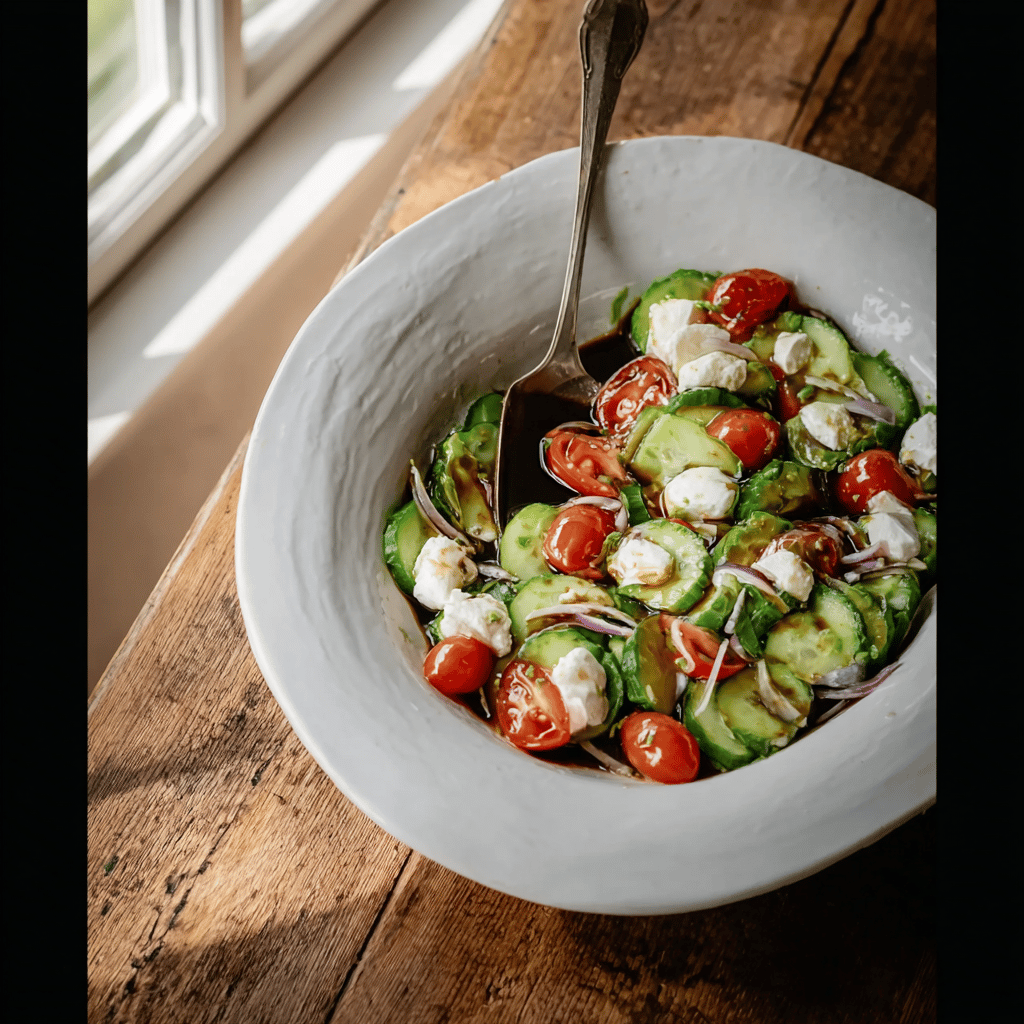 Fresh Cucumber Caprese Salad