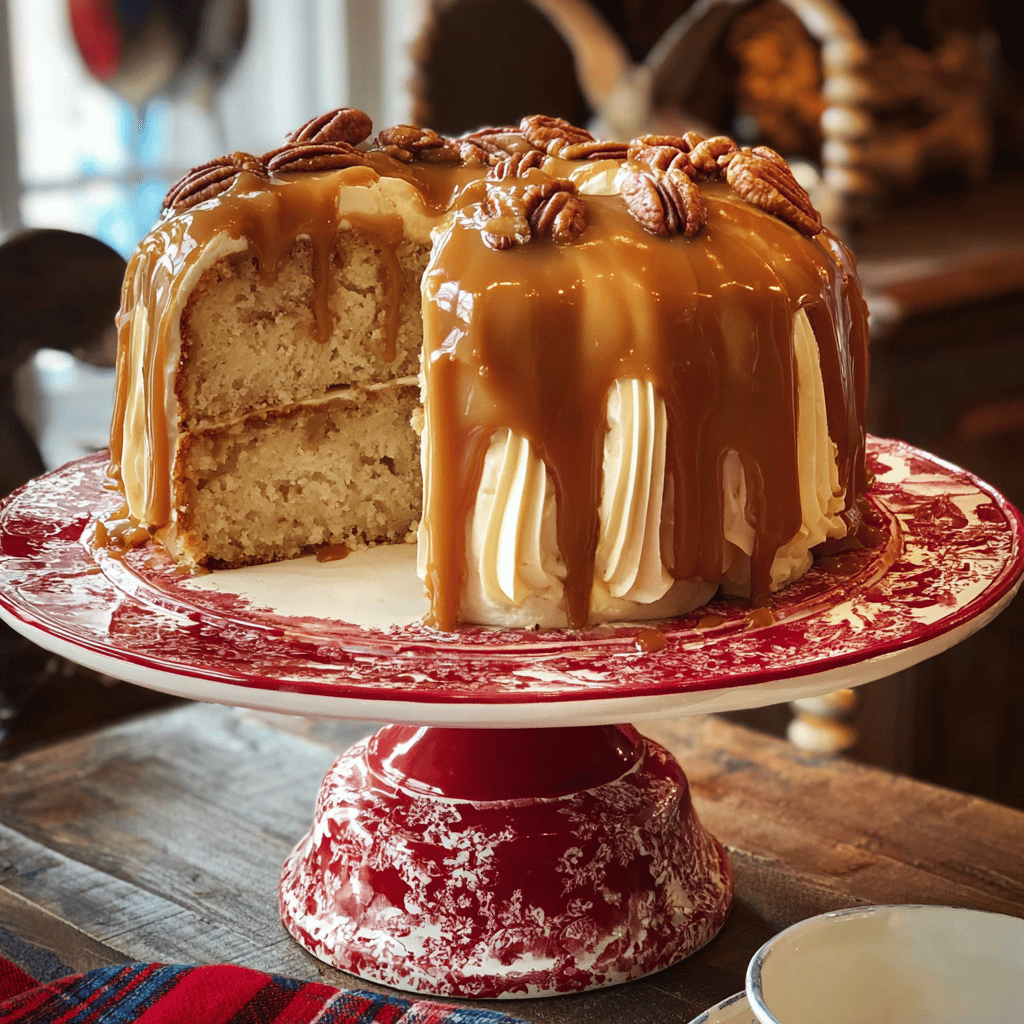 Butter Pecan Pound Cake with Caramel Glaze