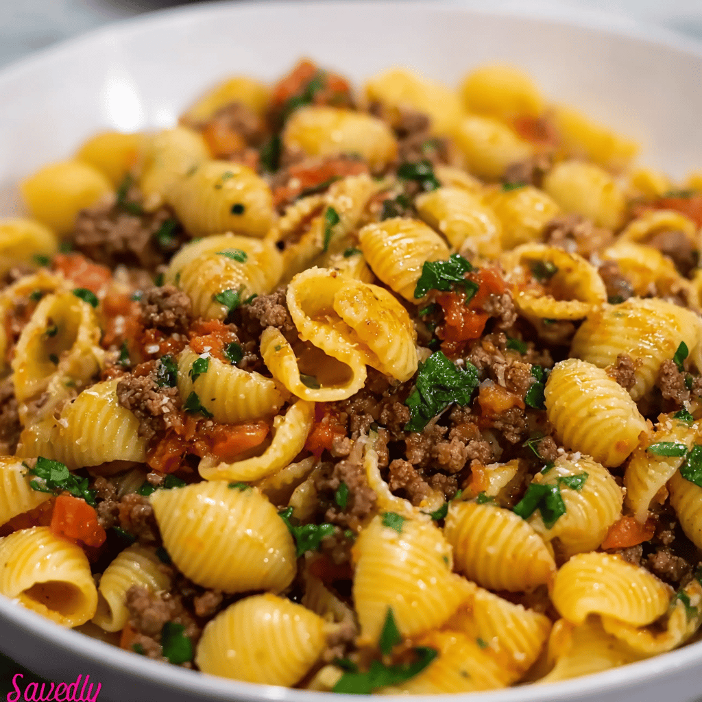 One Pan Healthy Ground Beef Pasta