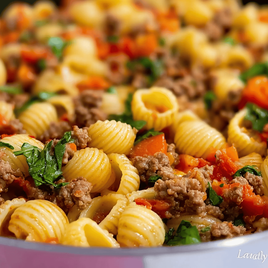 One Pan Healthy Ground Beef Pasta