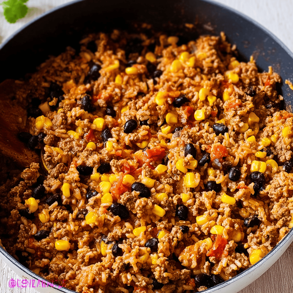 Super Easy Mexican Beef and Rice Skillet