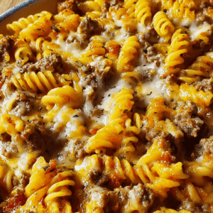 Cheesy Ranch Rotini Bake with Beef and Sweet Corn