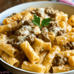 Cheesy Ranch Rotini Bake with Beef and Sweet Corn