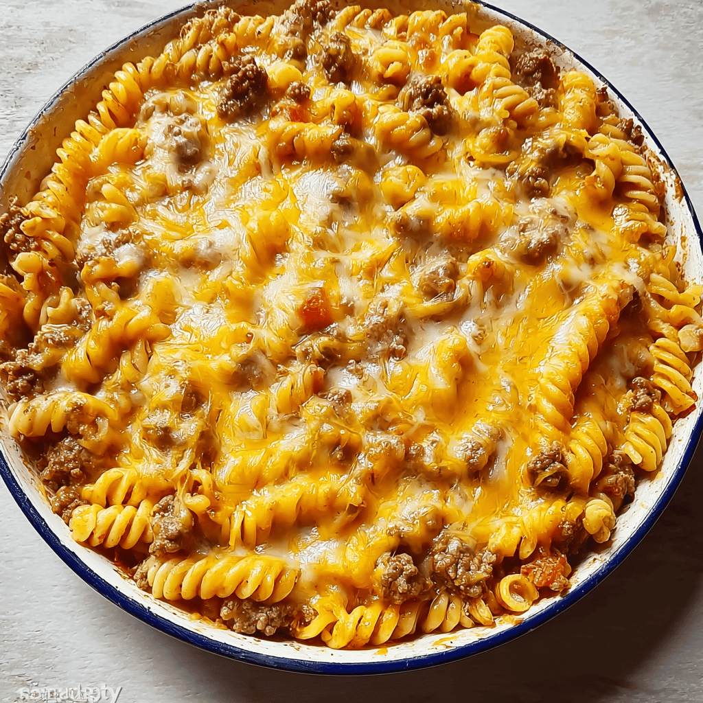 Cheesy Ranch Rotini Bake with Beef and Sweet Corn