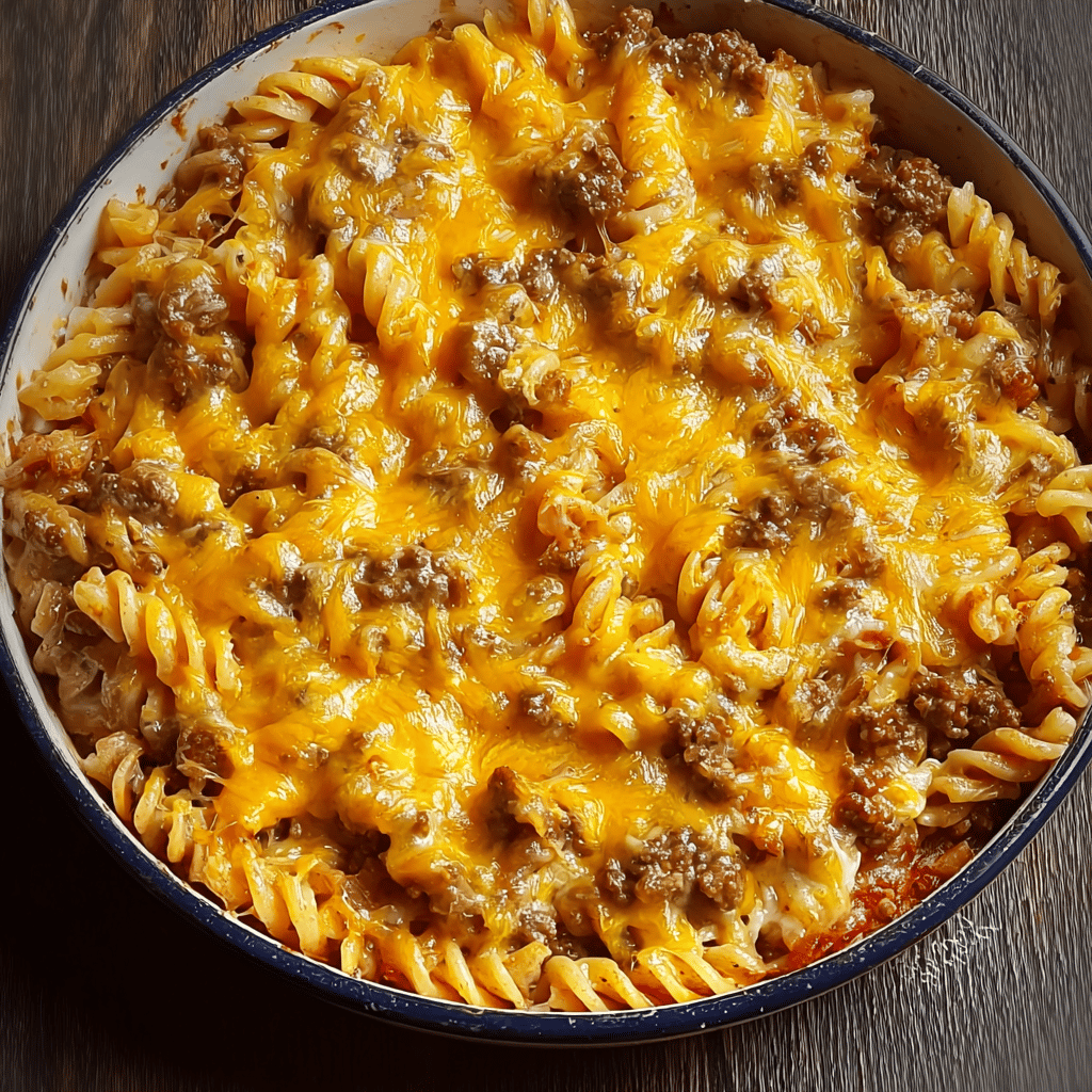 Cheesy Ranch Rotini Bake with Beef and Sweet Corn