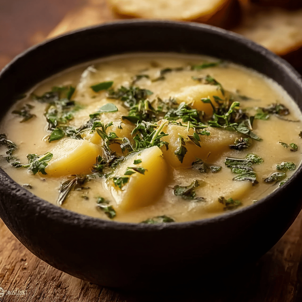 Cheddar Garlic Herb Potato Soup