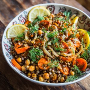 Amazing Warm Chickpea and Lentil Salad with Carrots Delight
