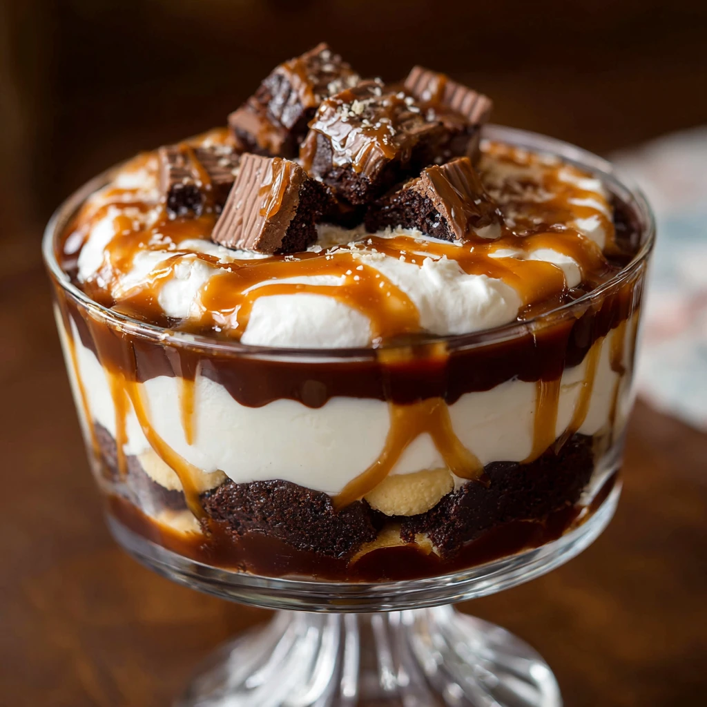 Caramel Cheesecake Brownie Trifle – Easy Layered Dessert Recipe