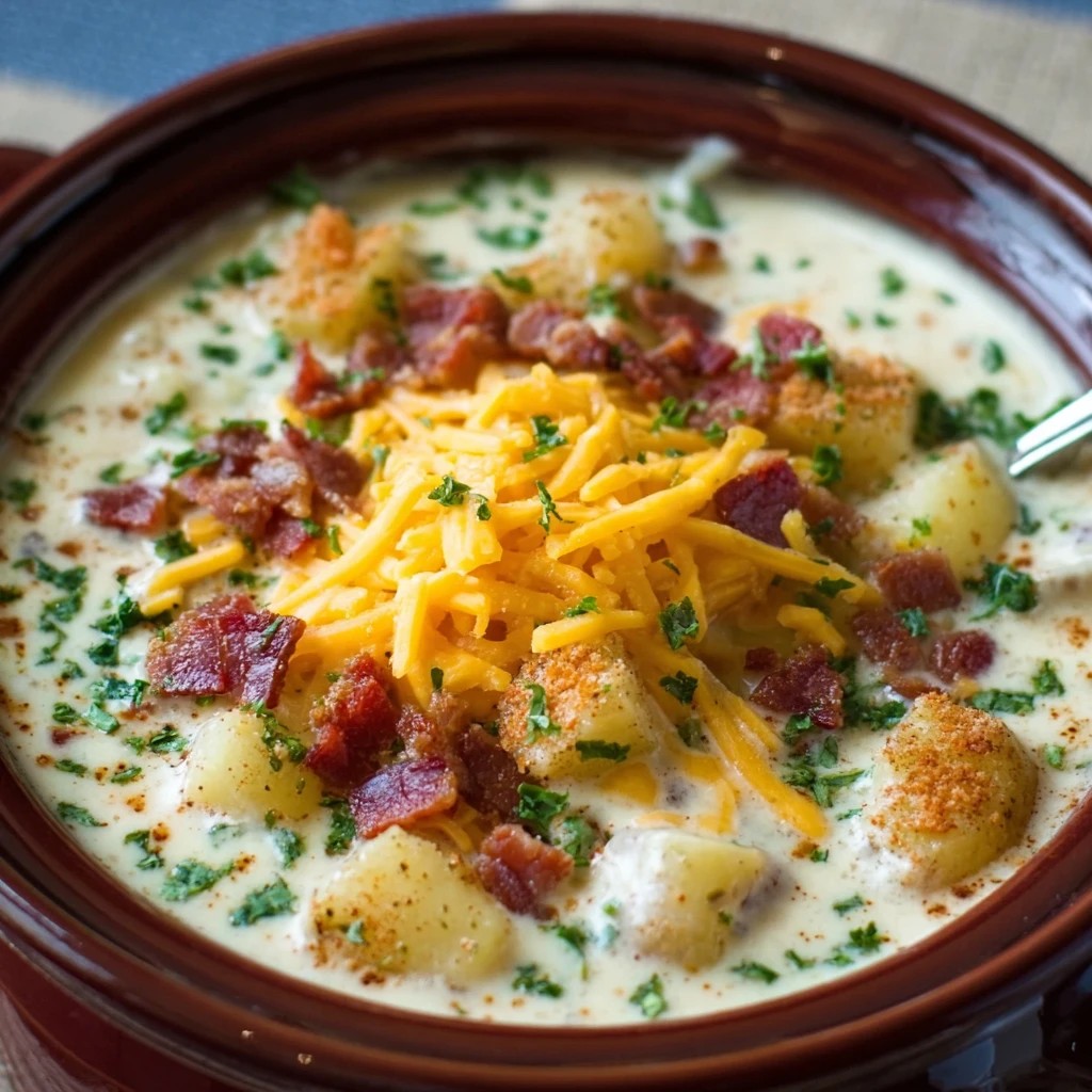 Crock Pot Crack Potato Soup - Creamy, Cheesy & Totally Addictive!