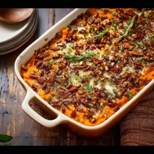Friendsgiving Recipes – Thanksgiving – Easy Recipes – Savory Sweet Potato Casserole