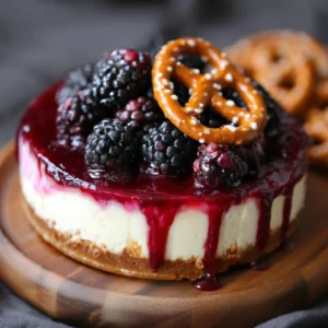 Pretzel Blackberry Cheesecake – Sweet & Salty Berry Dessert Recipe