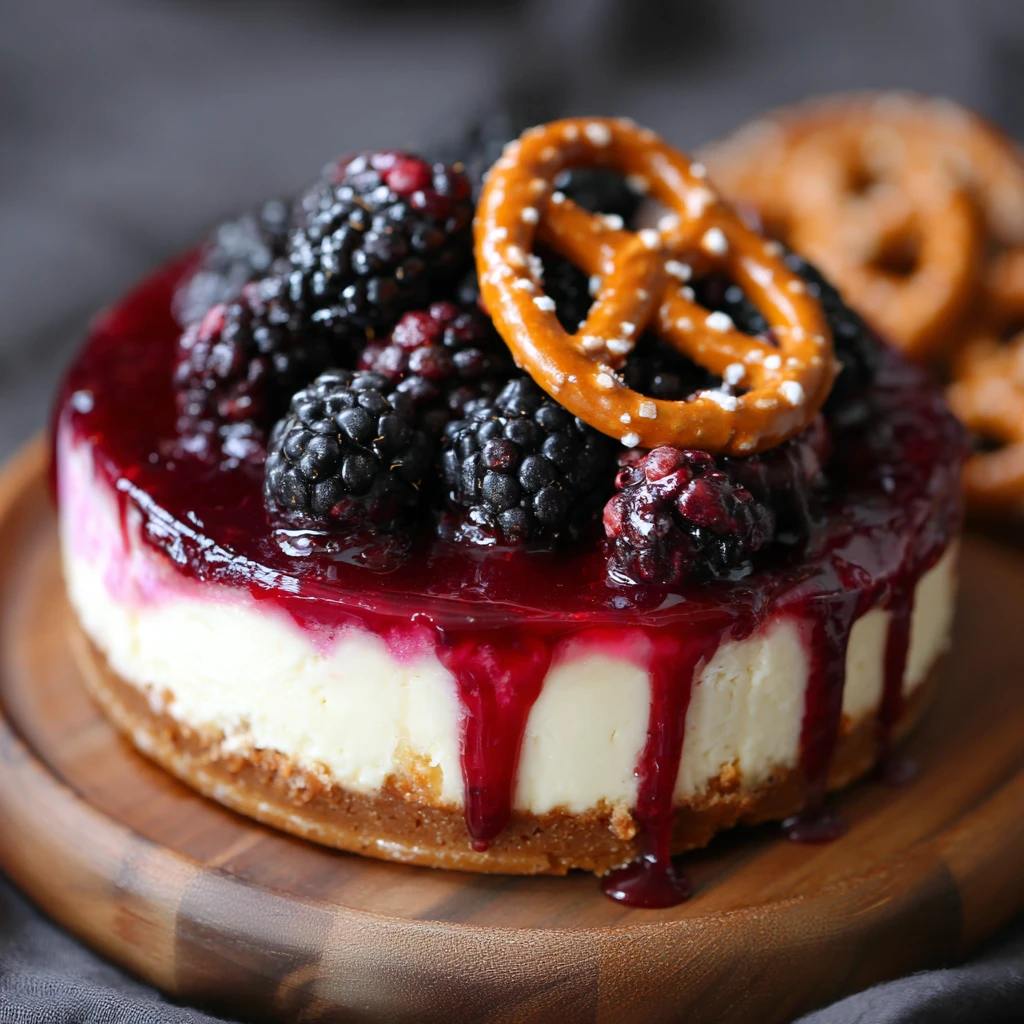 Pretzel Blackberry Cheesecake – Sweet & Salty Berry Dessert Recipe