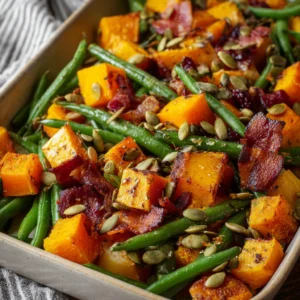 Roasted Green Beans Butternut Squash with Pumpkin Seeds