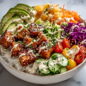 Spicy Salmon Rice Bowl with Creamy Sesame Mayo Sauce
