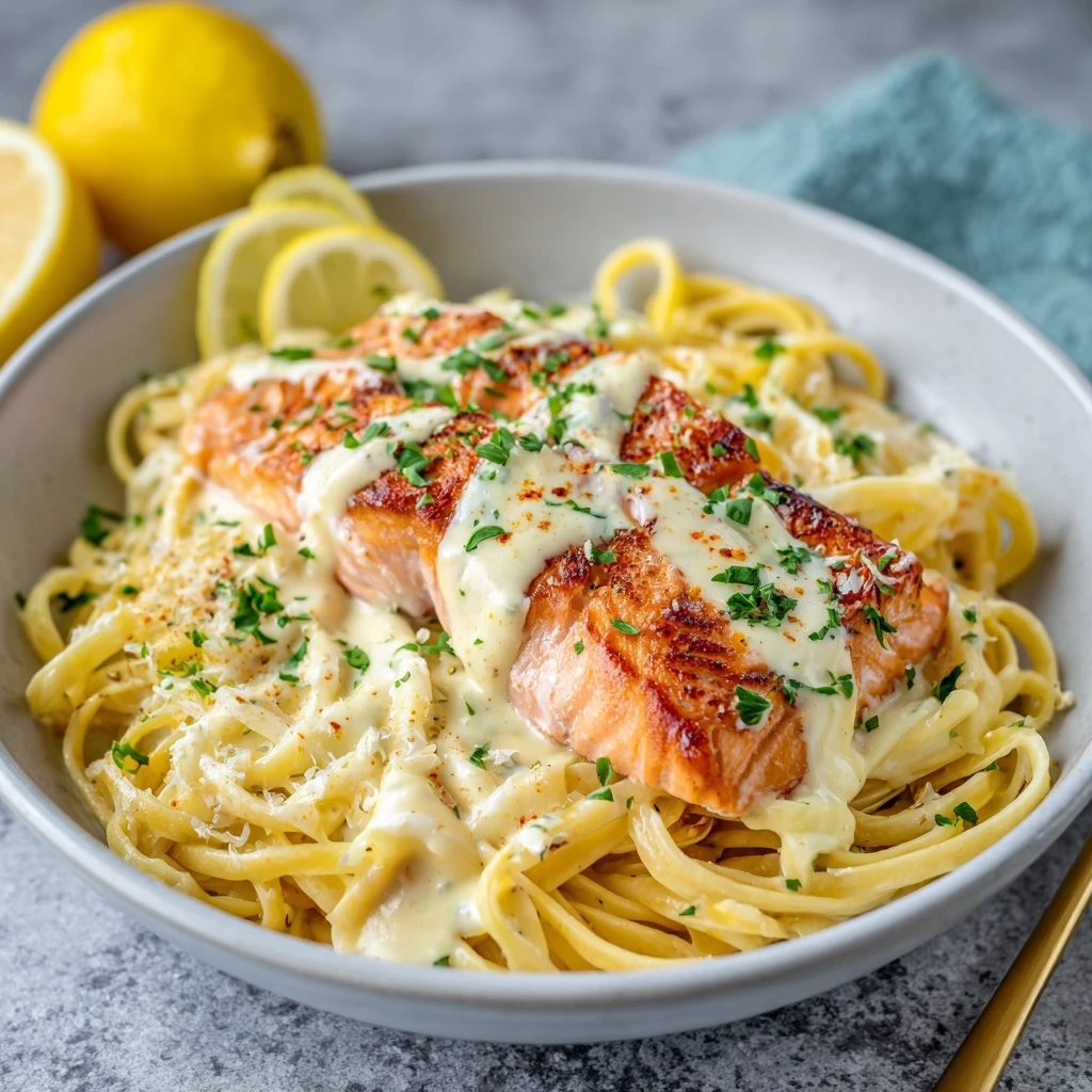 15-Minute Creamy Lemon Salmon Pasta