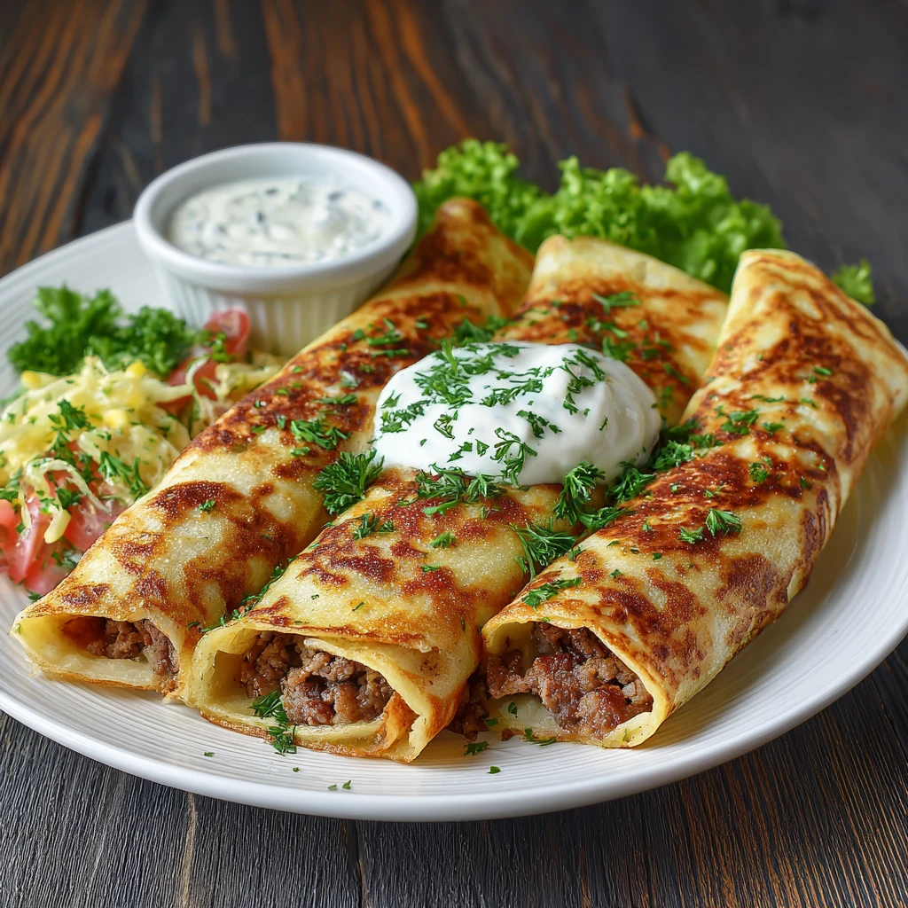 Blinchiki with Meat (Crepes With Meat)